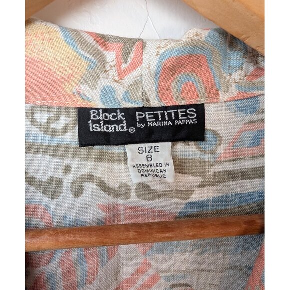 Block Island Petites Womens 8P Vintage 90s Blazer Jacket Padded Shoulder Linen B - Picture 6 of 9